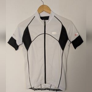 Louis Garneau Men's Cycle Jersey Size S White Black Shirt Full Zip Short Sleeve